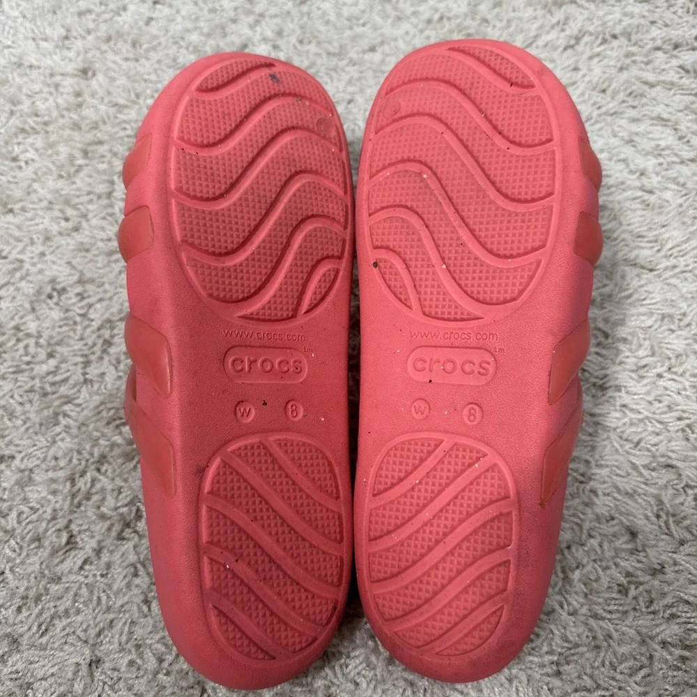 Crocs Women's Splash Glossy Strappy Neon Watermelon Slip On Sandals Slide Size 8